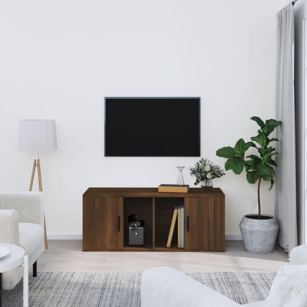 vidaXL tv-bord 100x35x40cm konstrueret træ brun egetræsfarve