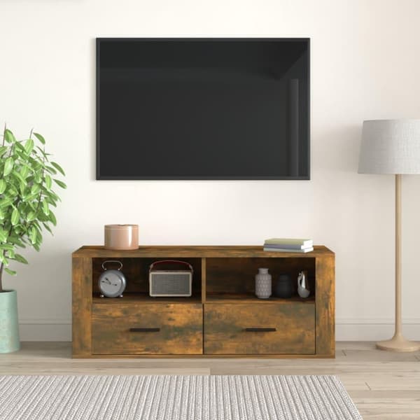 vidaXL Tv-bänk rökfärgad ek 100x35x40 cm konstruerat trä