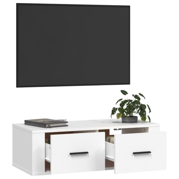 vidaXL Hengende TV-benk hvit 80x36x25 cm konstruert tre