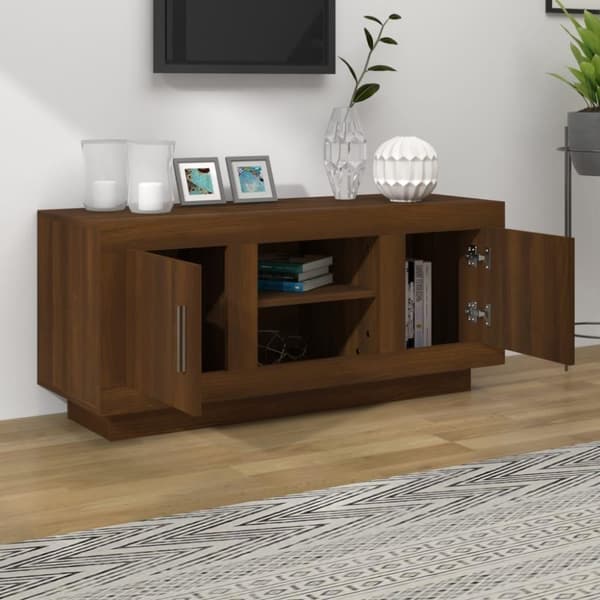 vidaXL tv-bord 102x35x45 cm konstrueret træ brun egetræsfarve
