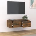 Pikkukuva 3 / 11: vidaXL Seinäkiinnitettävä TV-taso savutammi 80x36x25 cm tekninen puu