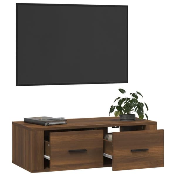 vidaXL væghængt tv-bord 80x36x25 cm konstrueret træ brun egetræ