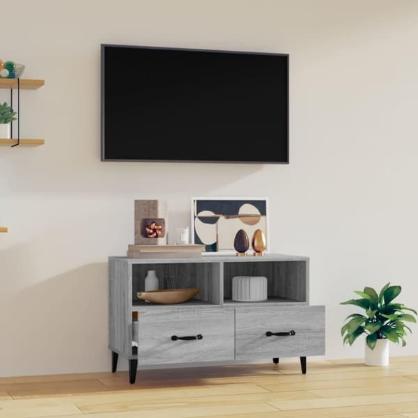 vidaXL Tv-bänk grå sonoma 80x36x50 cm konstruerat trä