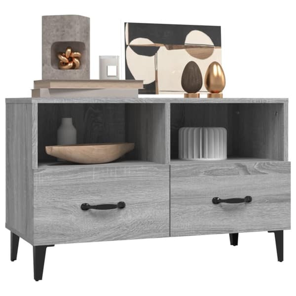 vidaXL Tv-bänk grå sonoma 80x36x50 cm konstruerat trä