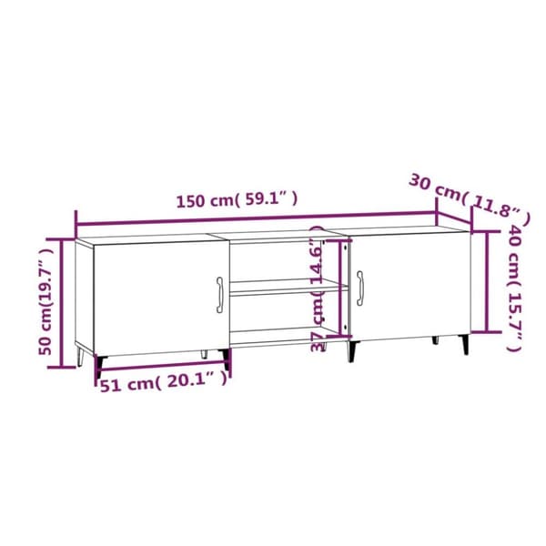 vidaXL Tv-bänk brun ek 150x30x50 cm konstruerat trä
