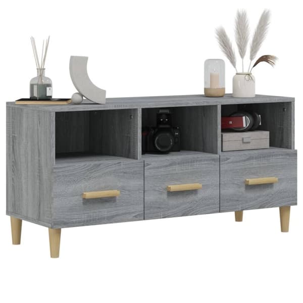vidaXL tv-bord 102x36x50 cm konstrueret træ grå sonoma-eg