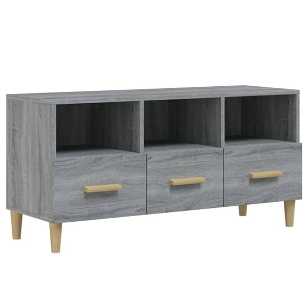 vidaXL tv-bord 102x36x50 cm konstrueret træ grå sonoma-eg