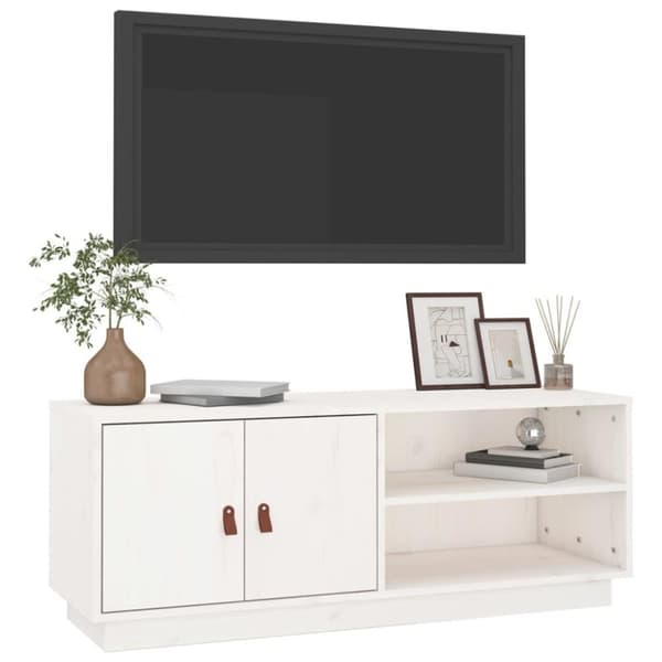 vidaXL tv-bord 105x34x40 cm massivt fyrretræ hvid