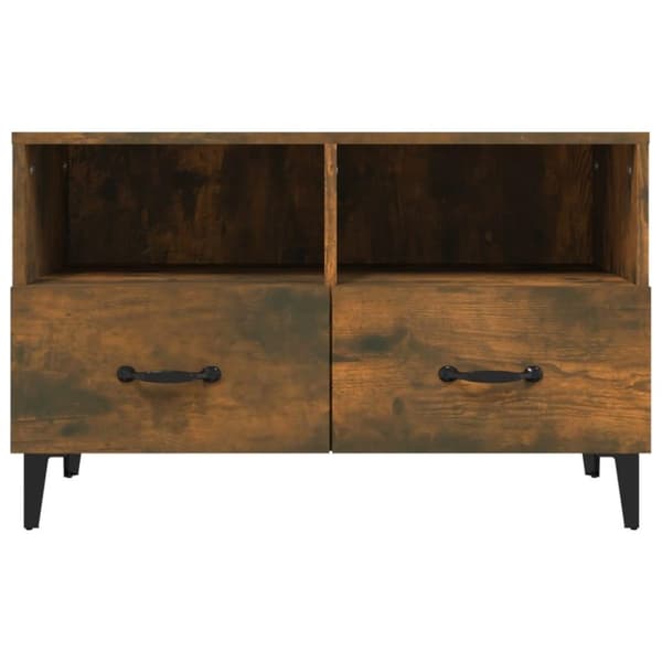 vidaXL tv-bord 80x36x50 cm konstrueret træ røget egetræsfarve