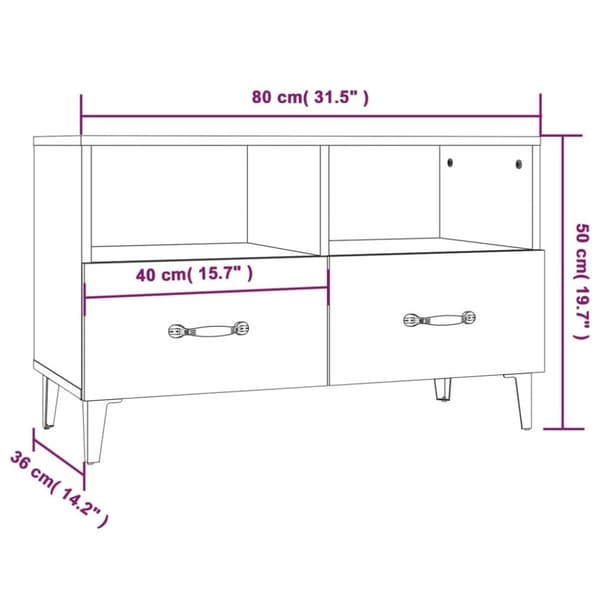 vidaXL tv-bord 80x36x50 cm konstrueret træ grå sonoma-eg