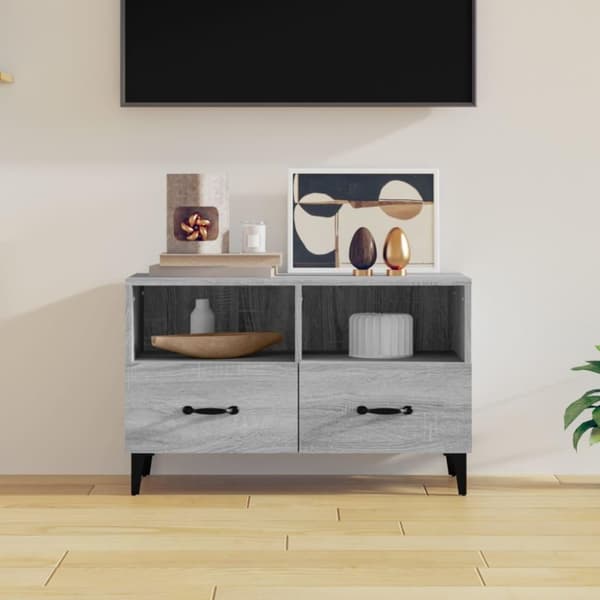 vidaXL tv-bord 80x36x50 cm konstrueret træ grå sonoma-eg