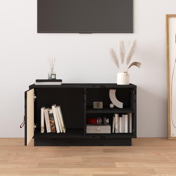 vidaXL TV-benk svart 70x34x40 cm heltre furu