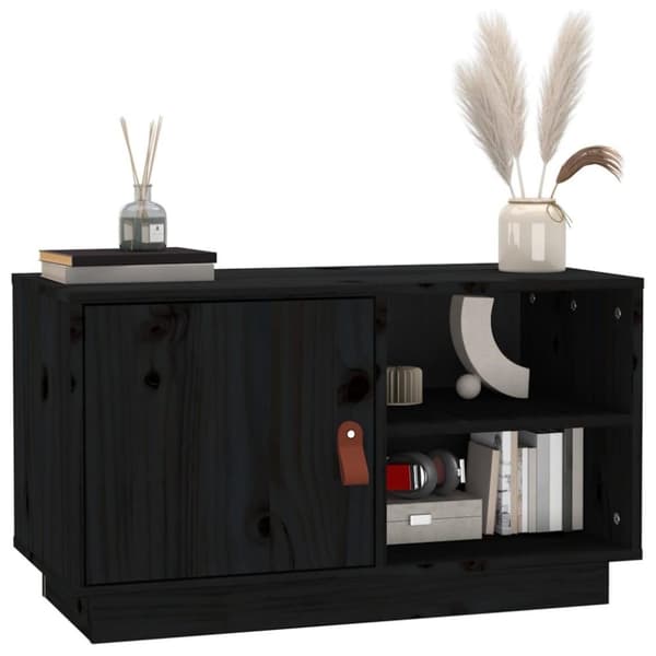 vidaXL TV-benk svart 70x34x40 cm heltre furu