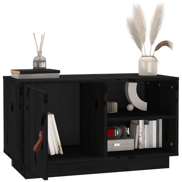 vidaXL TV-benk svart 70x34x40 cm heltre furu