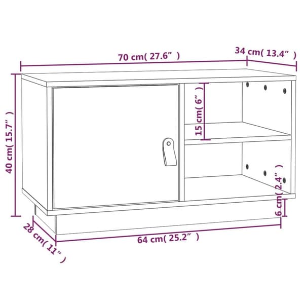 vidaXL TV-benk svart 70x34x40 cm heltre furu