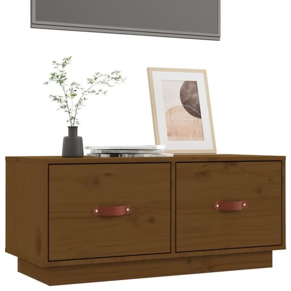 vidaXL TV-benk honningbrun 80x34x35 cm heltre furu