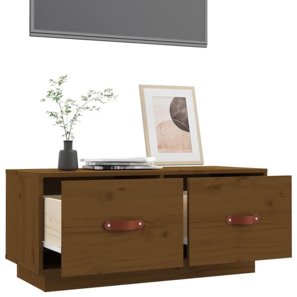 vidaXL TV-benk honningbrun 80x34x35 cm heltre furu