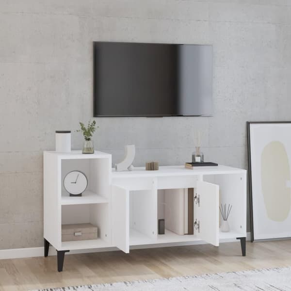 vidaXL Tv-bänk vit 100x35x55 cm konstruerat trä