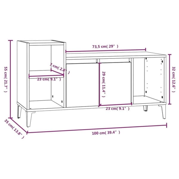 vidaXL Tv-bänk vit 100x35x55 cm konstruerat trä
