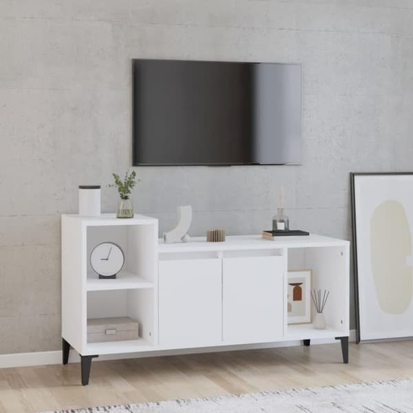 vidaXL Tv-bänk vit 100x35x55 cm konstruerat trä