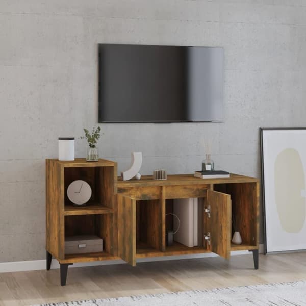 vidaXL TV-benk røkt eik 100x35x55 cm konstruert tre