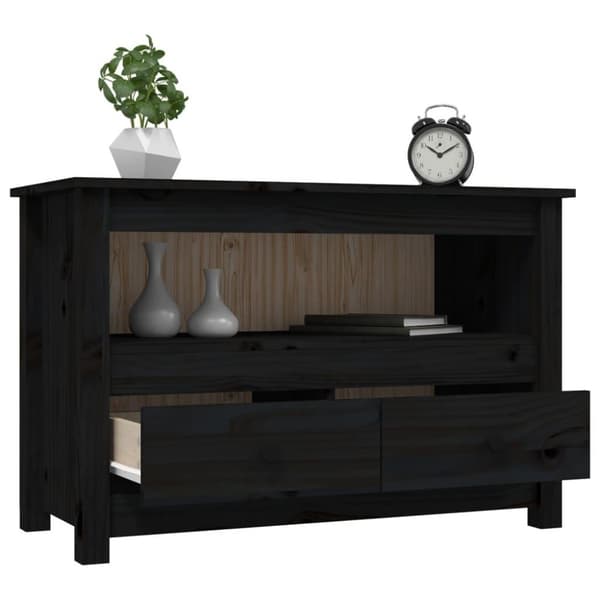 vidaXL TV-benk svart 79x35x52 cm heltre furu