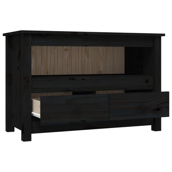 vidaXL TV-benk svart 79x35x52 cm heltre furu