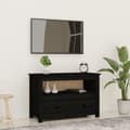 Miniatyrbilde 2 av 11: vidaXL TV-benk svart 79x35x52 cm heltre furu