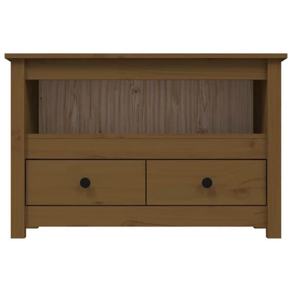 vidaXL TV-benk honningbrun 79x35x52 cm heltre furu