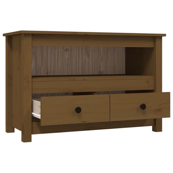 vidaXL TV-benk honningbrun 79x35x52 cm heltre furu