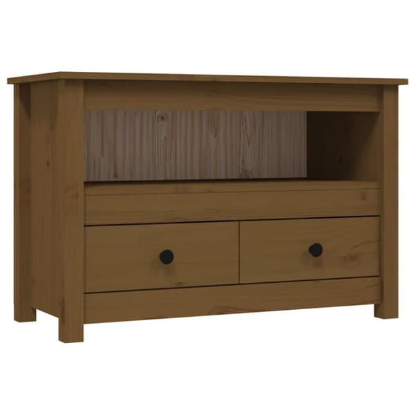 vidaXL TV-benk honningbrun 79x35x52 cm heltre furu