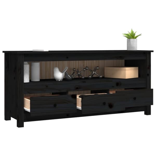 vidaXL Tv-bänk Svart 114x35x52 cm massiv furu