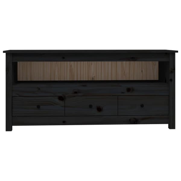 vidaXL Tv-bänk Svart 114x35x52 cm massiv furu