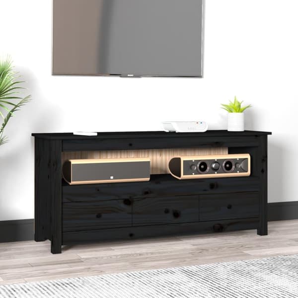vidaXL Tv-bänk Svart 114x35x52 cm massiv furu
