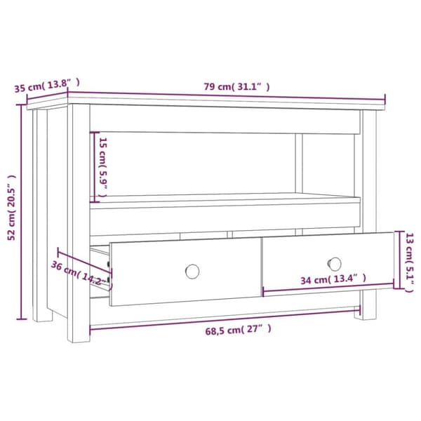vidaXL Tv-bänk 79x35x52 cm massiv furu
