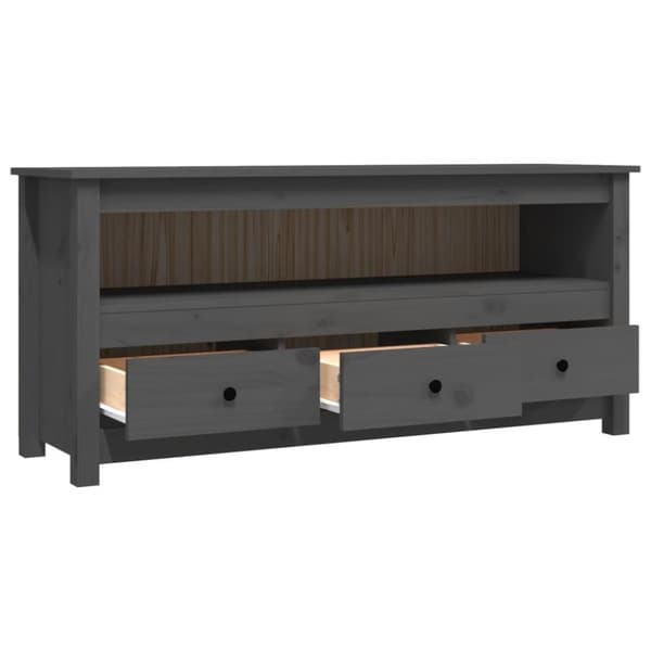 vidaXL Tv-bänk grå 114x35x52 cm massiv furu