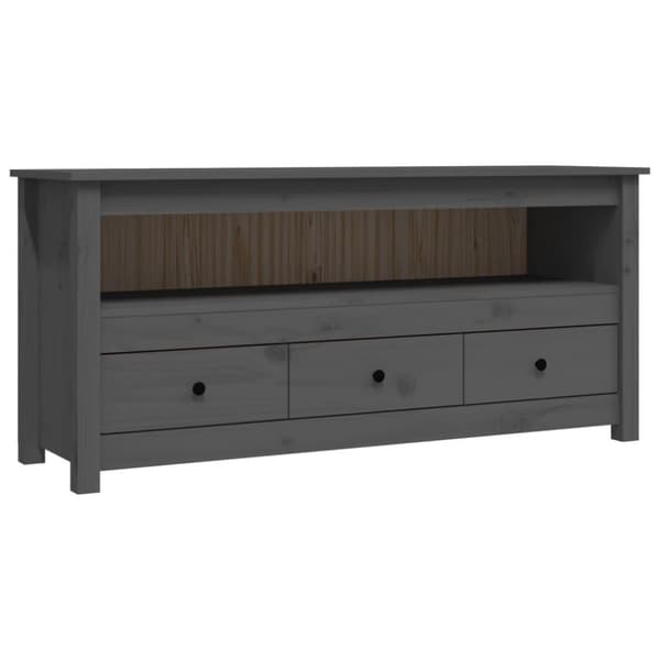 vidaXL Tv-bänk grå 114x35x52 cm massiv furu