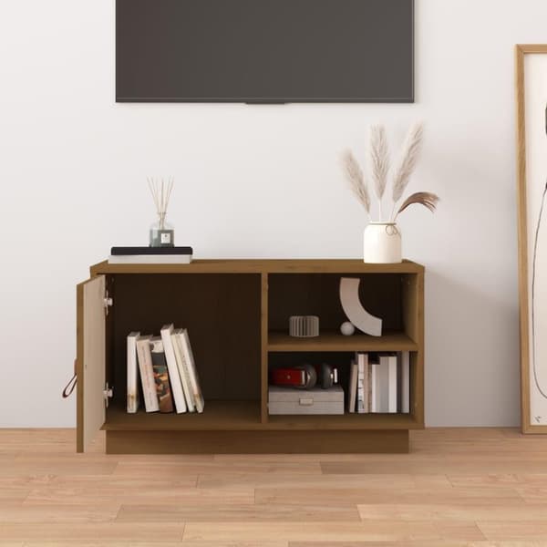 vidaXL TV-taso hunajanruskea 70x34x40 cm täysi mänty