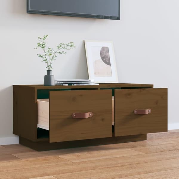 vidaXL TV-taso hunajanruskea 80x34x35 cm täysi mänty