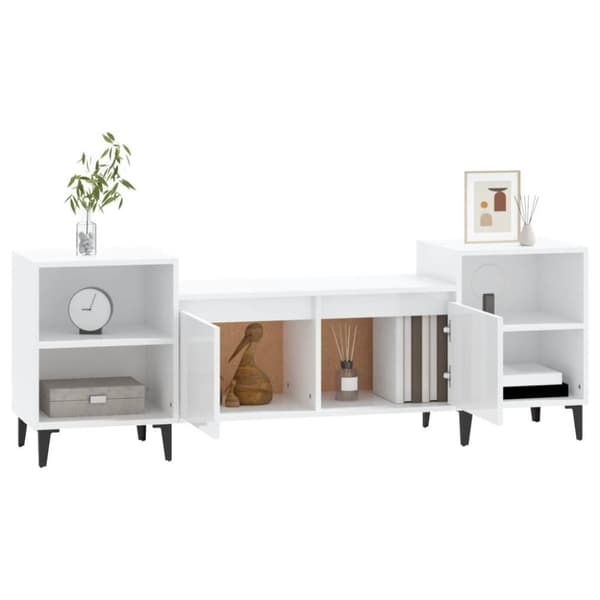 vidaXL tv-bord 160x35x55 cm konstrueret træ hvid højglans