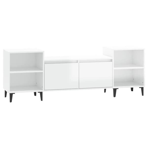 vidaXL tv-bord 160x35x55 cm konstrueret træ hvid højglans