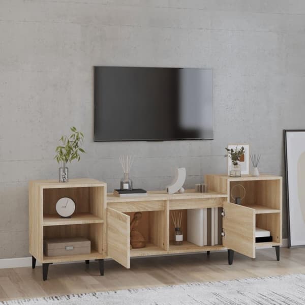 vidaXL tv-bord 160x35x55 cm konstrueret træ sonoma-eg
