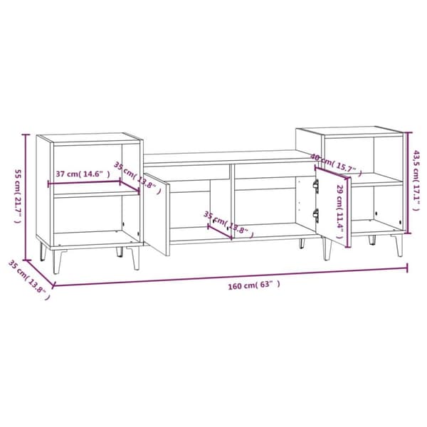 vidaXL tv-bord 160x35x55 cm konstrueret træ sonoma-eg