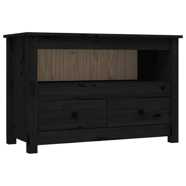 vidaXL TV-taso musta 79x35x52 cm täysi mänty