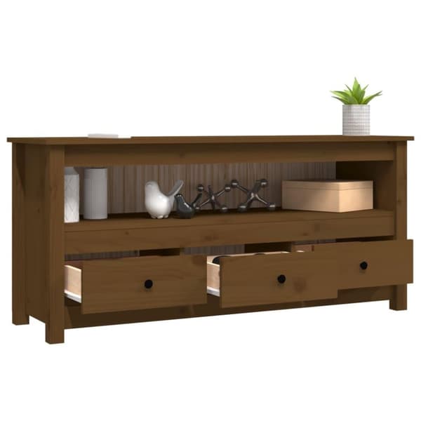 vidaXL TV-taso hunajanruskea 114x35x52 cm täysi mänty