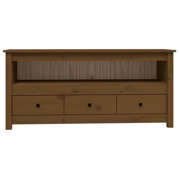 vidaXL TV-taso hunajanruskea 114x35x52 cm täysi mänty