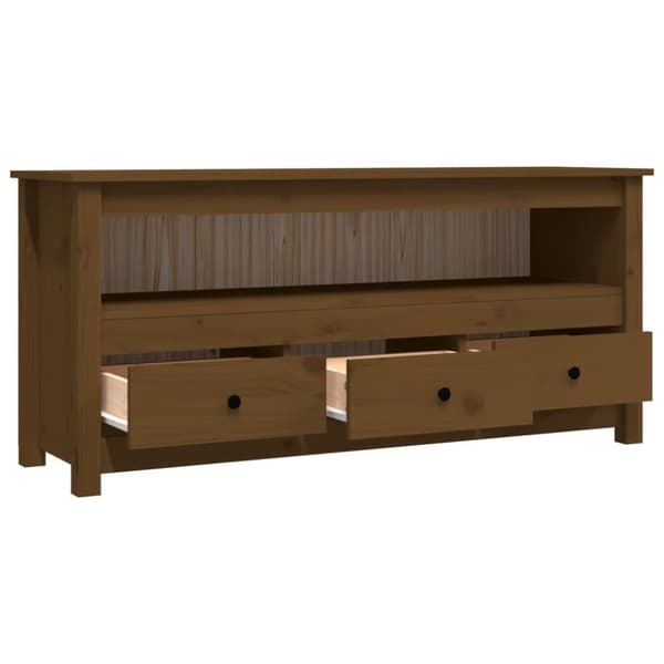 vidaXL TV-taso hunajanruskea 114x35x52 cm täysi mänty