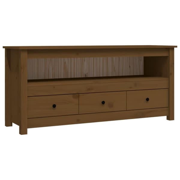 vidaXL TV-taso hunajanruskea 114x35x52 cm täysi mänty