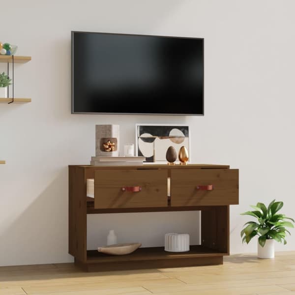 vidaXL TV-benk honningbrun 90x40x60 cm heltre furu