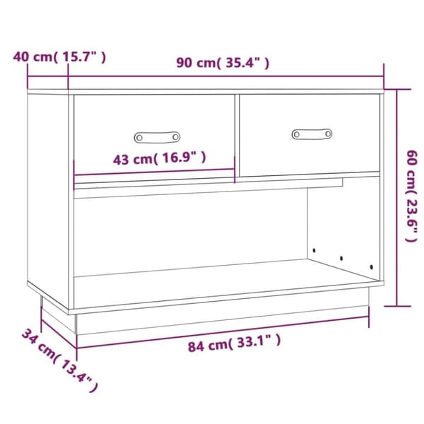 vidaXL TV-benk honningbrun 90x40x60 cm heltre furu